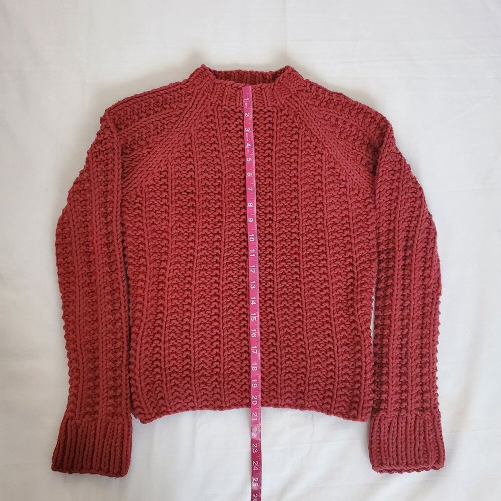 J. Crew Women's Knit By Hand Chunky Trend Knit Pullover Sweater Burgundy Red XS - Picture 12 of 12